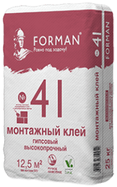 Монтажный гипсовый клей FORMAN 41 25 кг