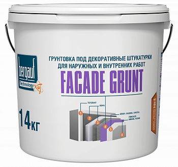Bergauf Facade Grunt грунтовка под декоративную штукатурку для наружных и внутренних работ 14кг (44шт/п)