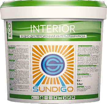 SUNDIGO ECO INTERIOR Краска БЕЛАЯ для окраски стен и потолков в помещениях с умеренной влажностью 9л/14кг