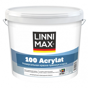 LINNIMAX 100 Acrylat/100 Акрилат Краска водно-дисперсионная для наружных и внутренних работ База 1 10 л